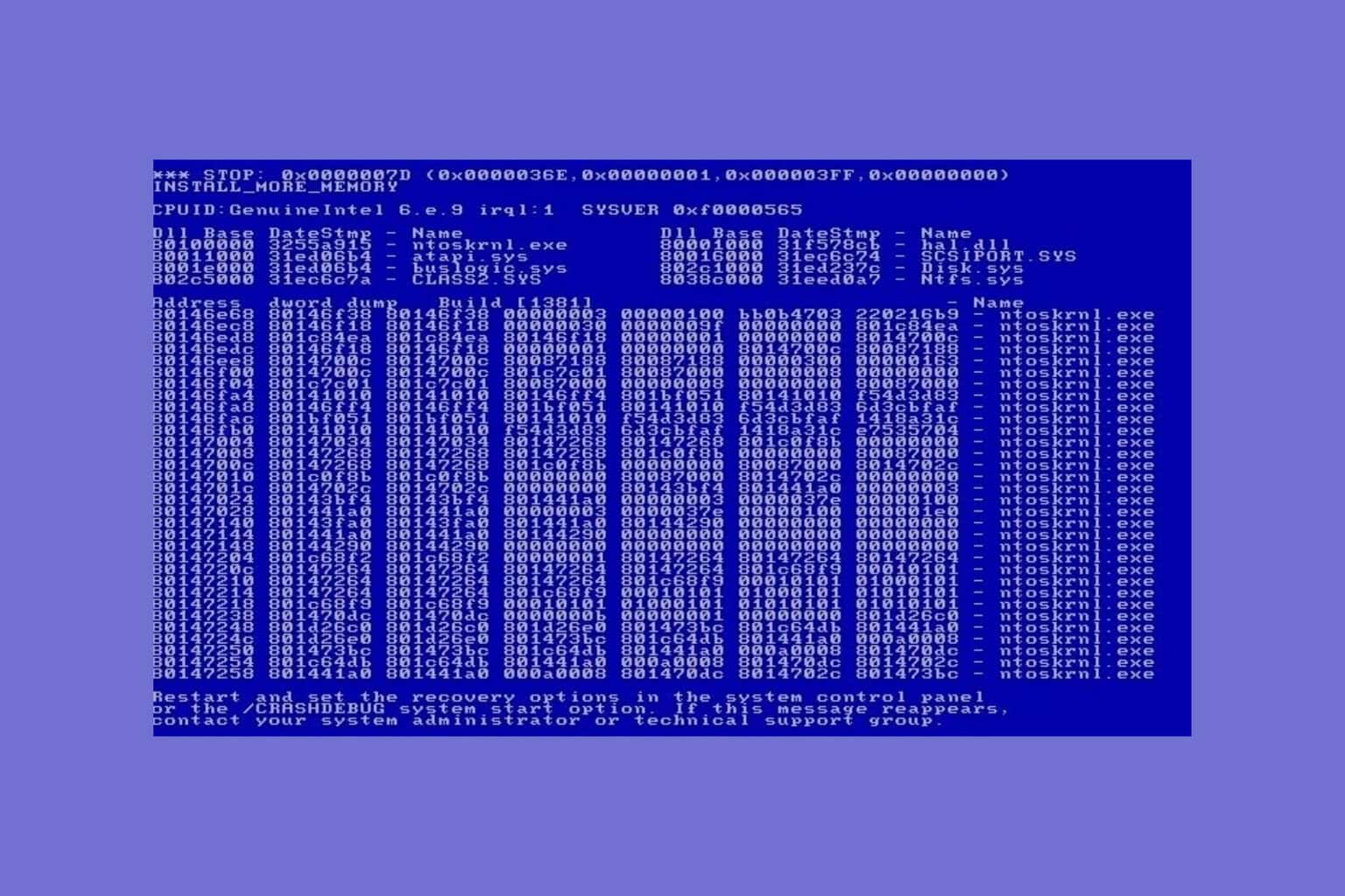 How to fix the INSTALL_MORE_MEMORY BSoD